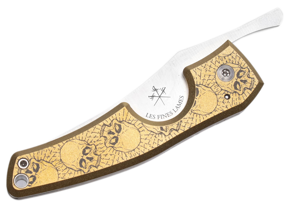 Cutters & Accessories: Les Fines Lames Le Petit Cigar Cutter Brass Skulls
