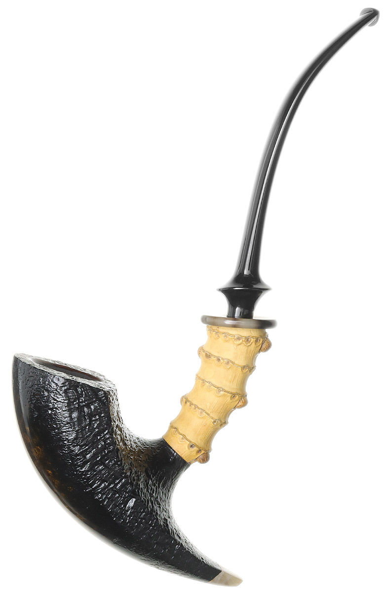 J. Mouton Partially Sandblasted Pickaxe with Bamboo and Horn | 10th Annual Global Pipe Making Exposition | Daily Reader