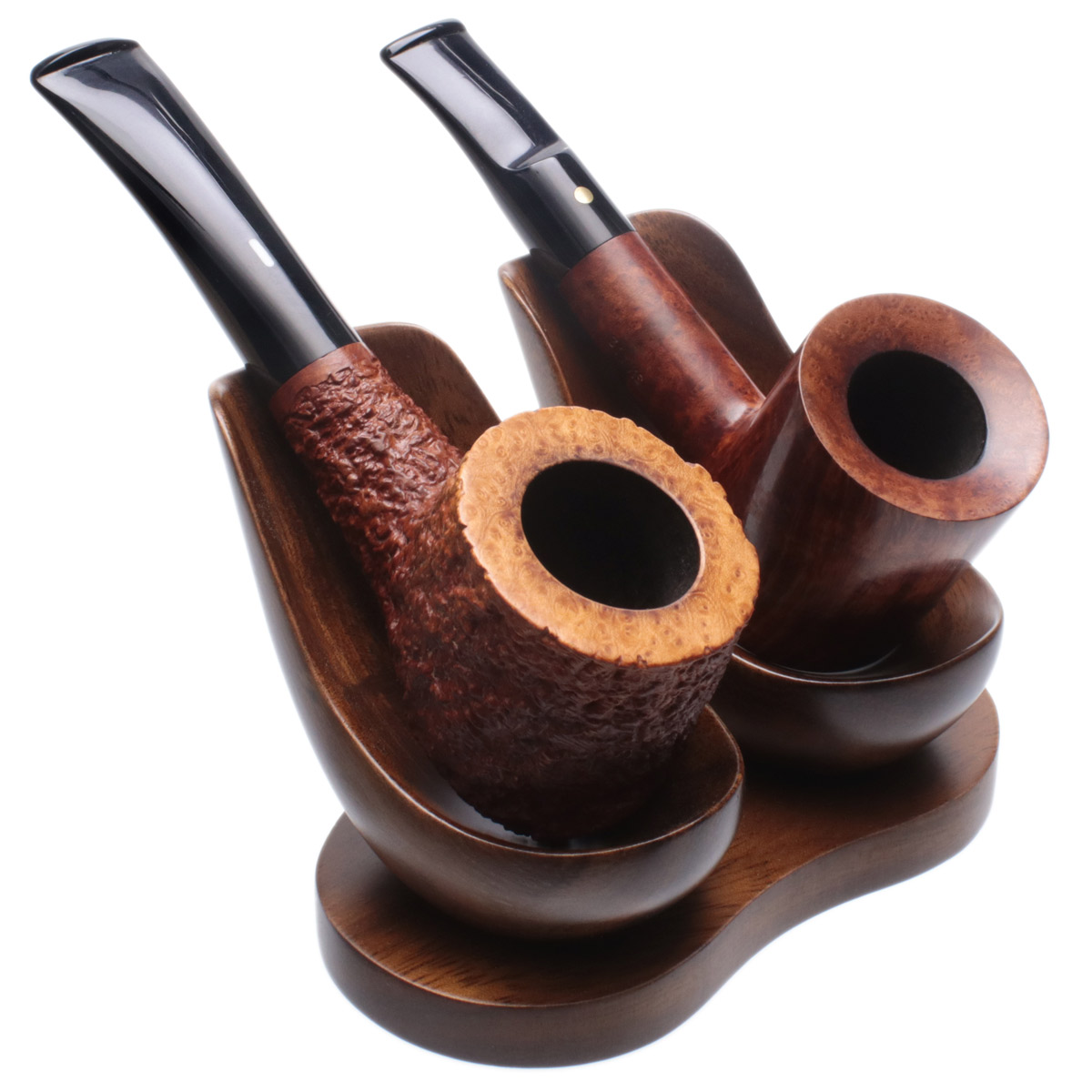 Stands & Pouches Indian Walnut 2 Pipe Stand