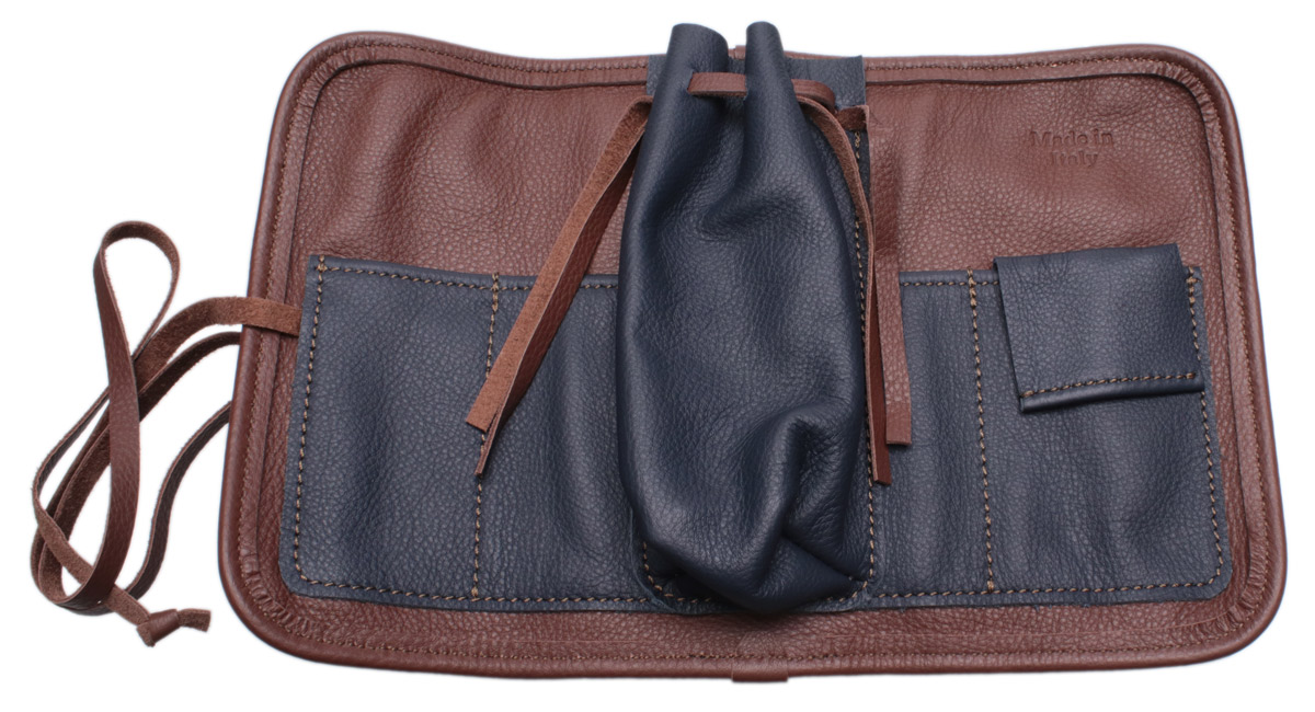 Stands & Pouches Claudio Albieri 1-Pipe Roll Up - Dark Blue/Chestnut