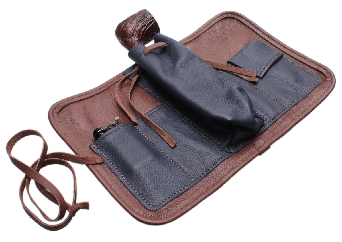 Stands & Pouches Claudio Albieri 1-Pipe Roll Up - Dark Blue/Chestnut