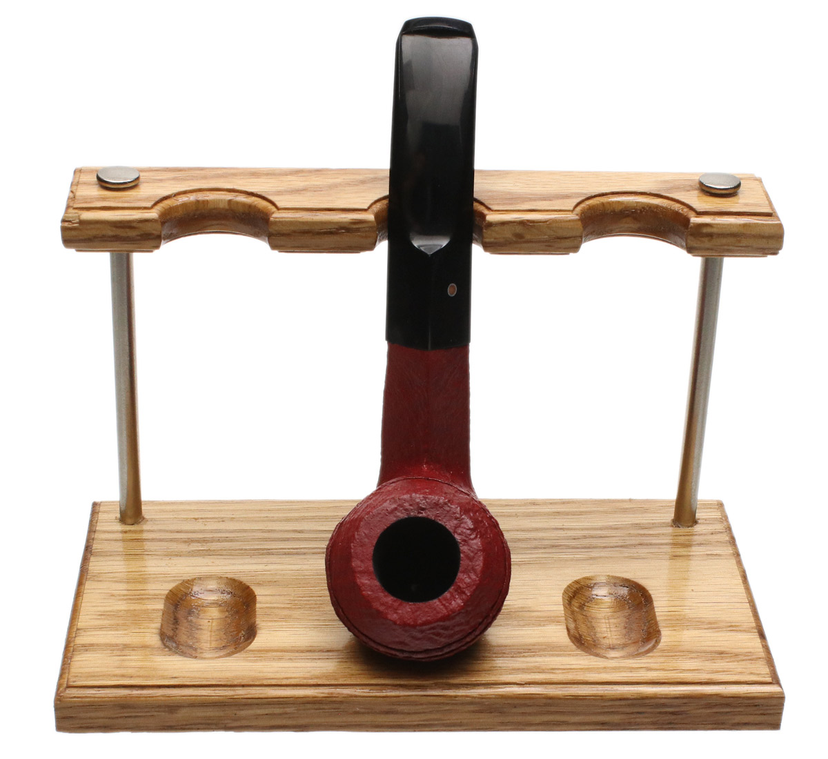 Stands & Pouches Dove Woodworks Red Oak and Brushed Nickel 3 Pipe Stand