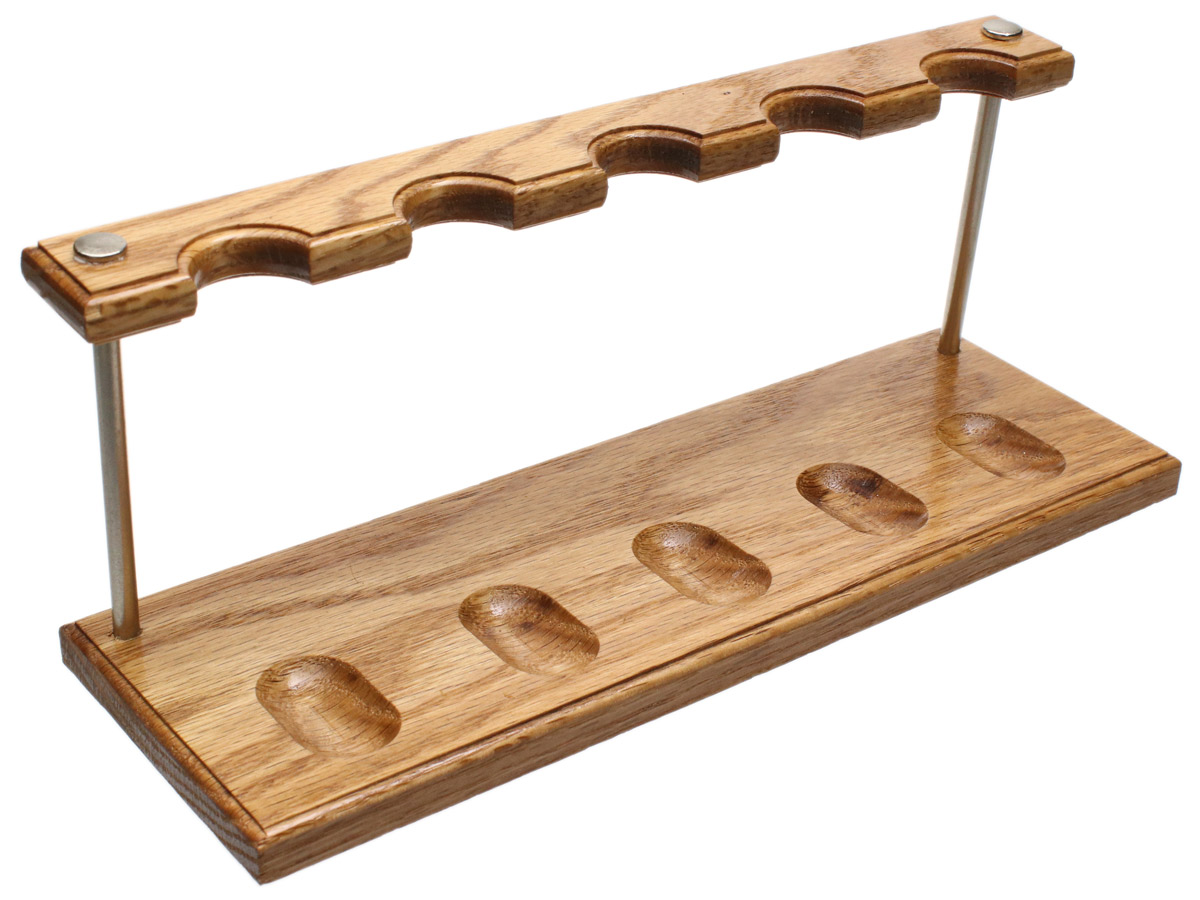 Stands & Pouches Dove Woodworks Red Oak and Brushed Nickel 5 Pipe Stand