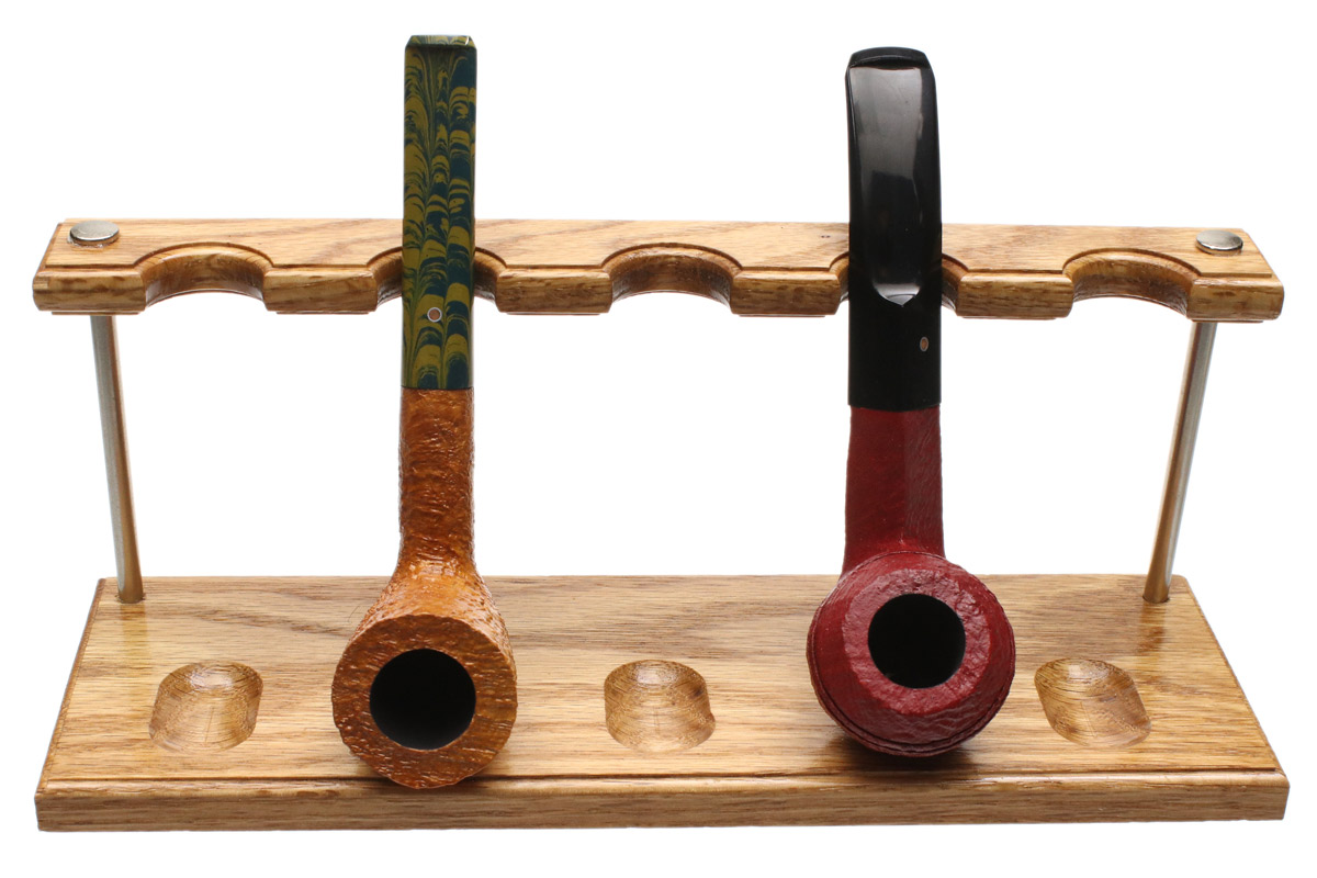 Stands & Pouches Dove Woodworks Red Oak and Brushed Nickel 5 Pipe Stand