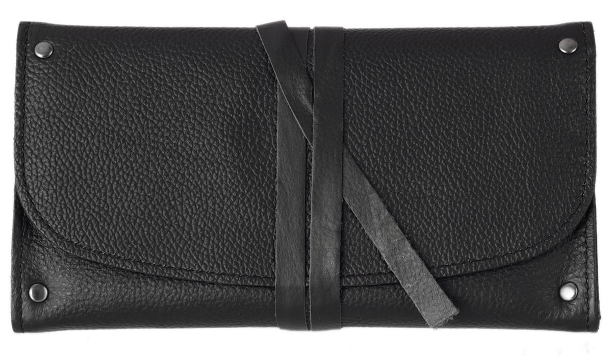 Stands & Pouches Leather Deluxe Roll Up Pipe Pouch Black