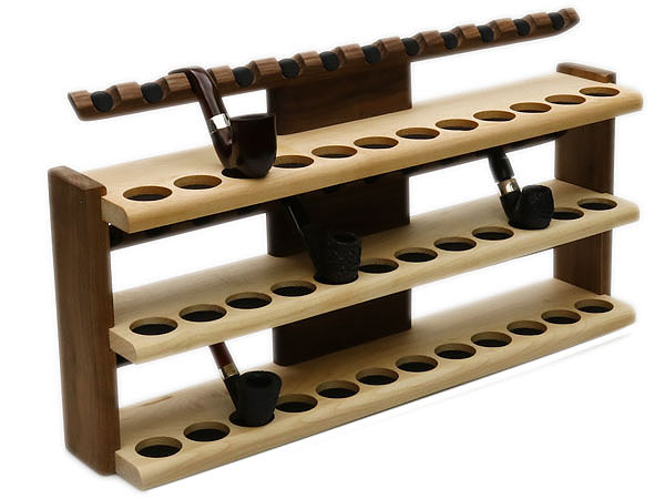 Stands & Pouches Neal Yarm 36 Pipe Stand - 3 Tier Walnut/Maple