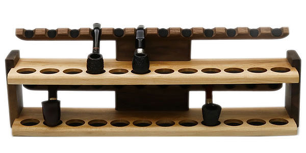 Stands & Pouches Neal Yarm 24 Pipe Stand - 2 Tier Walnut/Maple