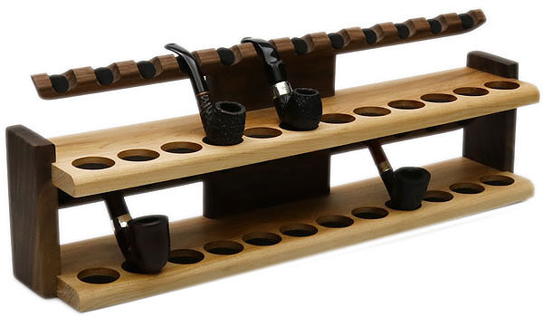 Stands & Pouches Neal Yarm 24 Pipe Stand - 2 Tier Walnut/Maple