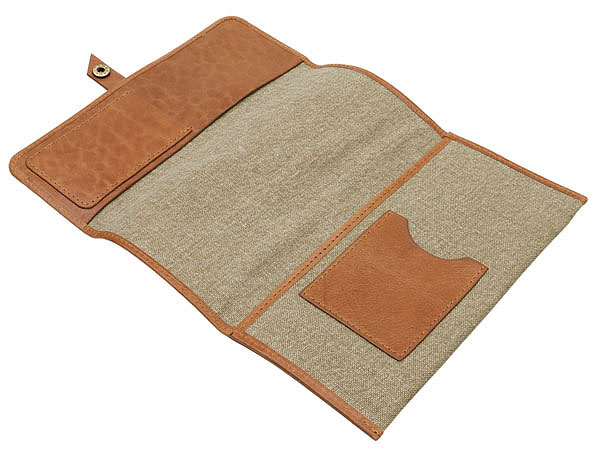 Leather/Canvas Roll Up Pouch Natural - Chacom