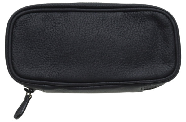 Stands & Pouches Castello Leather 2 Pipe Case with Pouch - Matte Black
