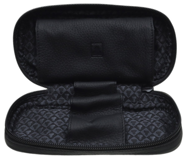 Stands & Pouches Castello Leather 2 Pipe Case with Pouch - Matte Black