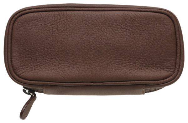 Stands & Pouches Castello Leather 2 Pipe Case with Pouch - Matte Brown