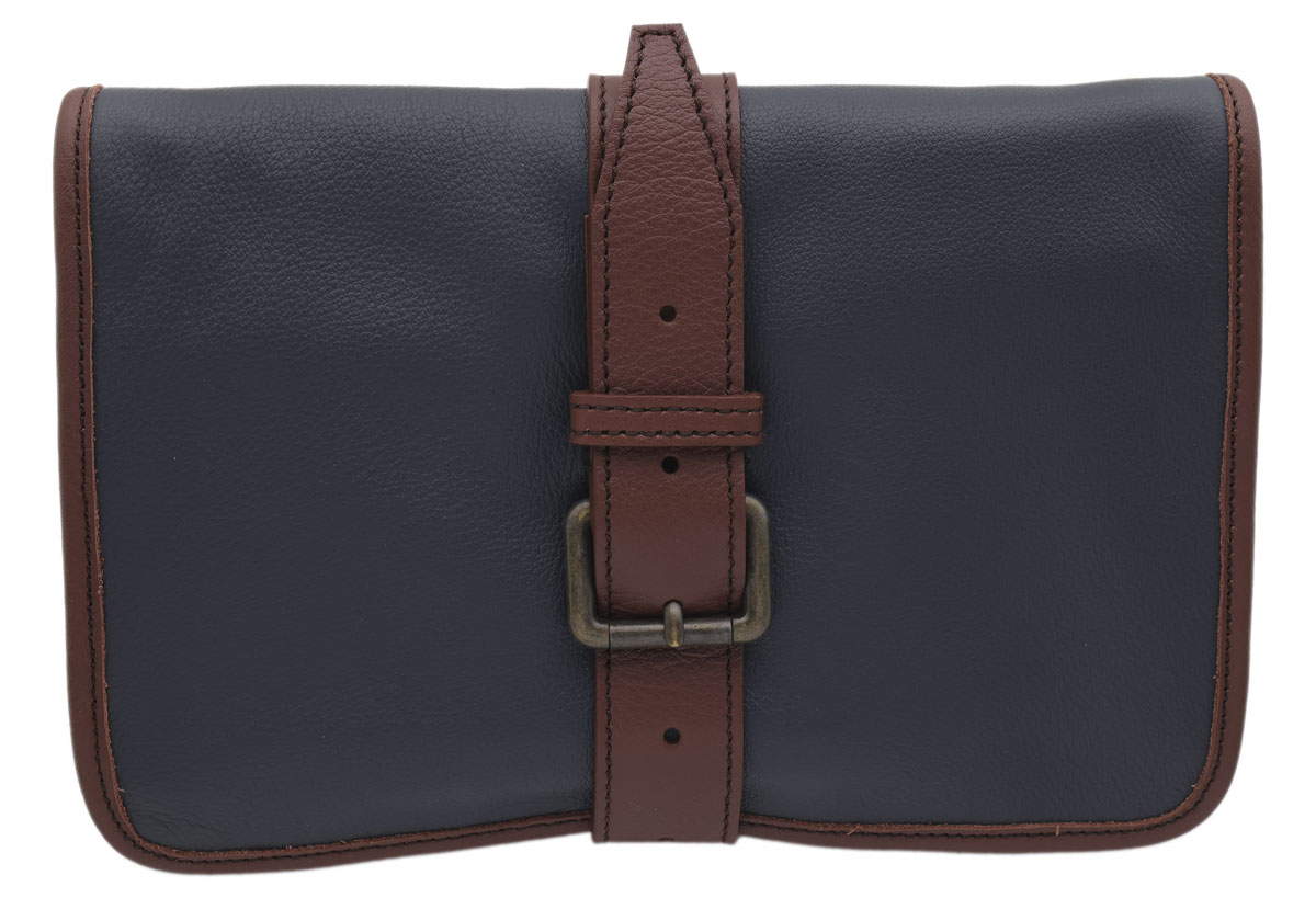 Stands & Pouches Claudio Albieri Italian 4 Pipe Roll Up - Dark Blue/Chestnut