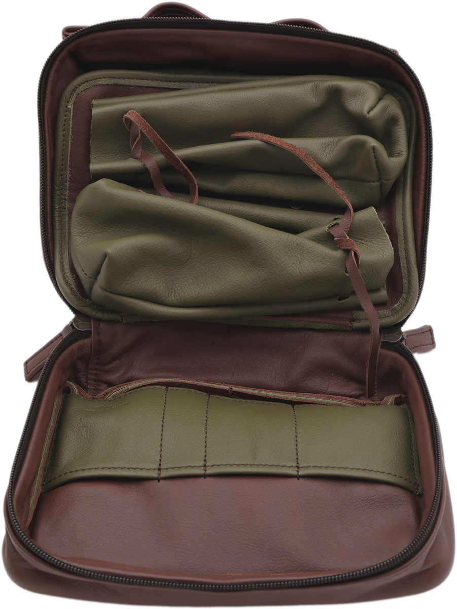 Stands & Pouches Claudio Albieri 4 Pipe Case - Cube Olive/Chestnut
