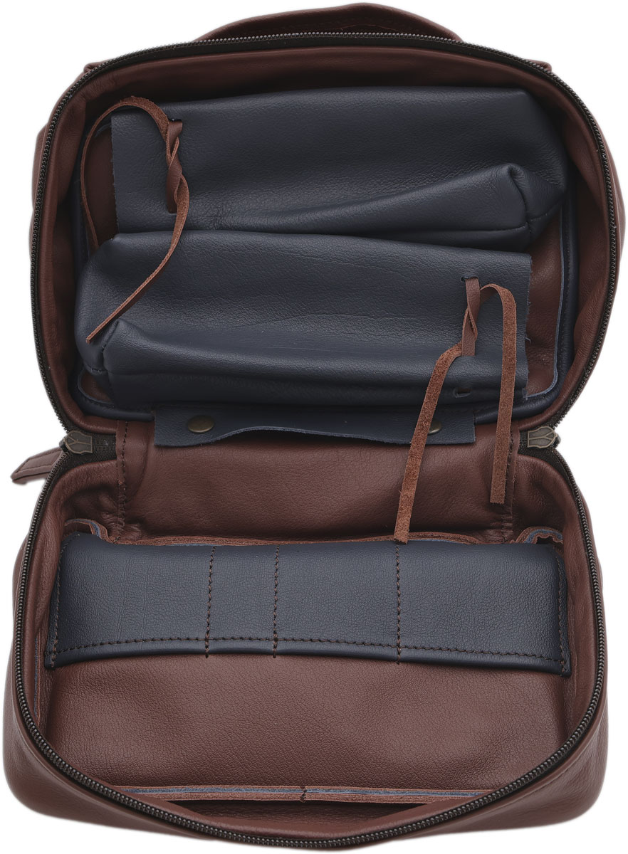 Stands & Pouches Claudio Albieri 4 Pipe Case - Cube Blue/Chestnut