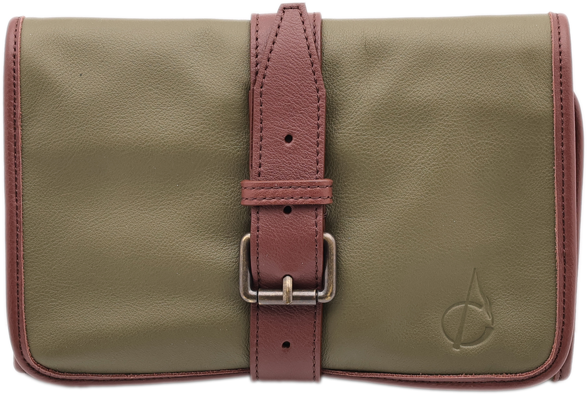 Stands & Pouches Claudio Albieri Italian 4 Pipe Roll Up - Olive/Chestnut
