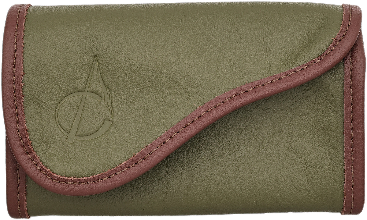 Stands & Pouches Claudio Albieri Roll Up Double Tobacco Pouch - Olive/Chestnut