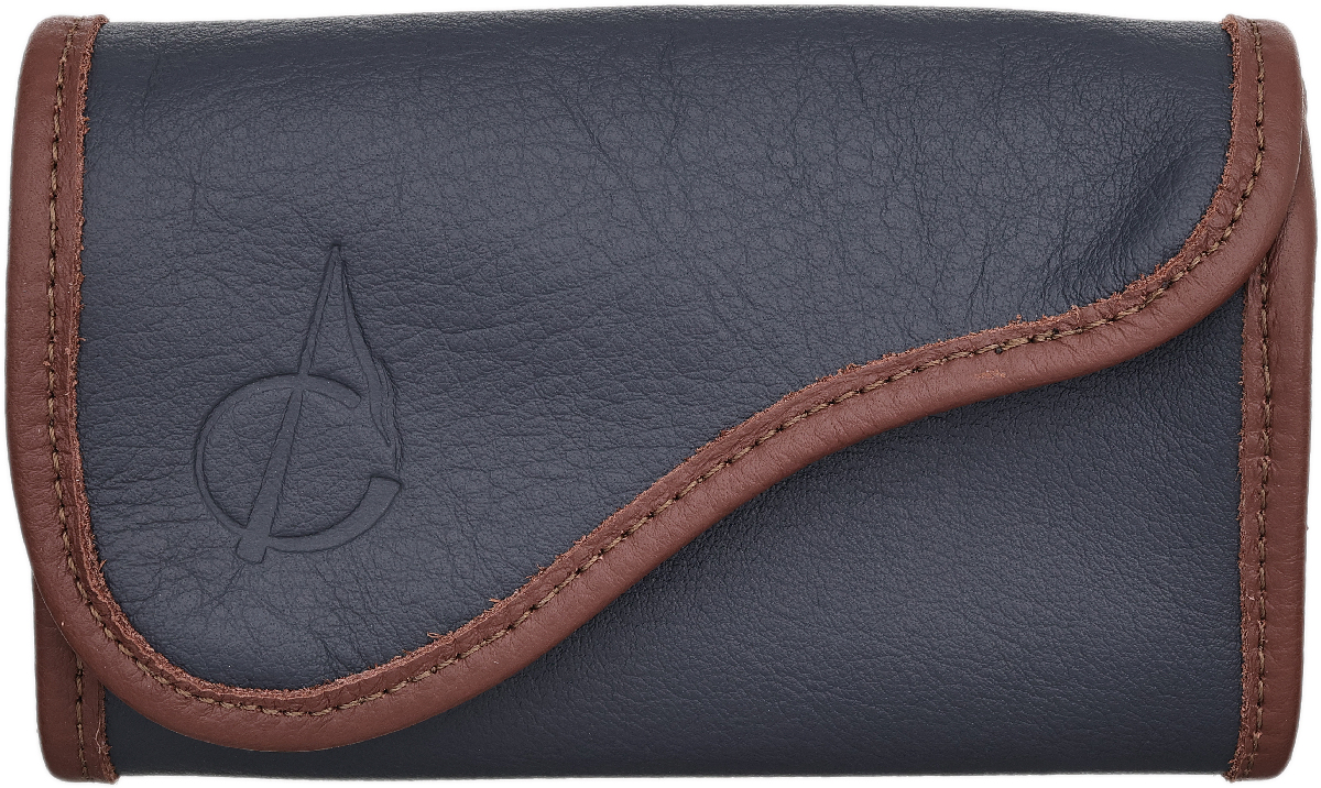 Stands & Pouches Claudio Albieri Roll Up Double Tobacco Pouch - Navy/Chestnut