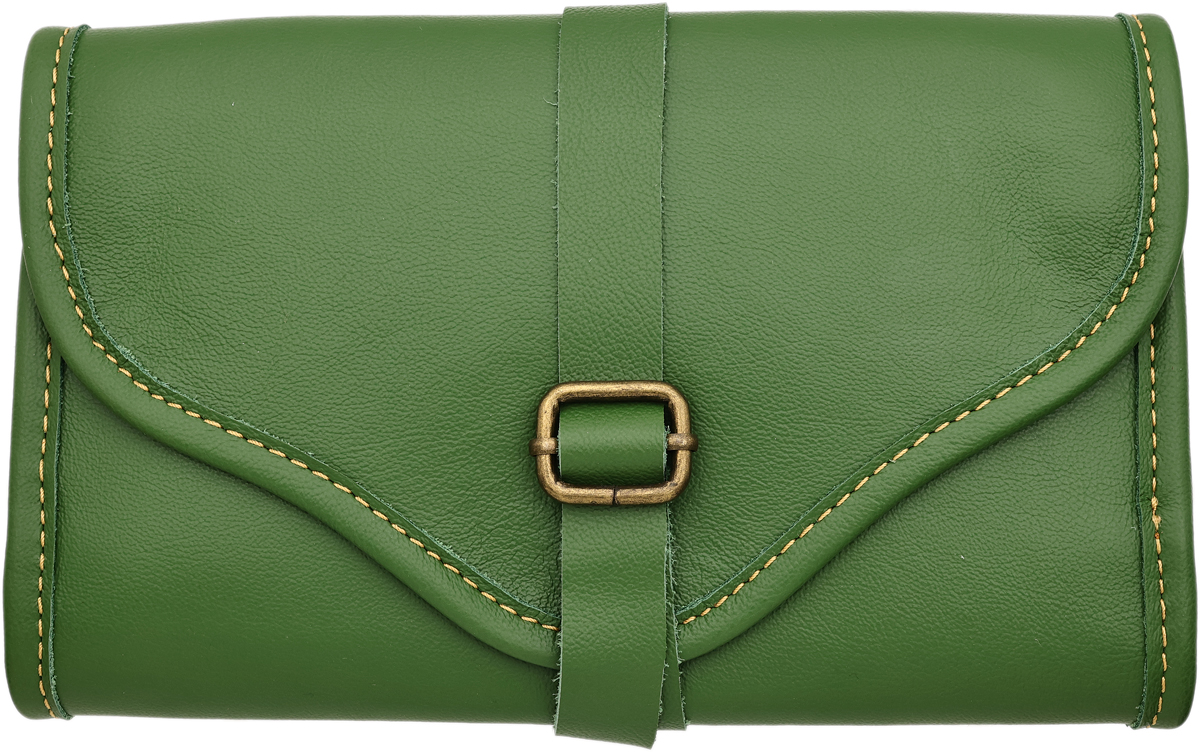 Stands & Pouches Dark Fired Leather 2-Pipe Roll - Seagrass and Gold