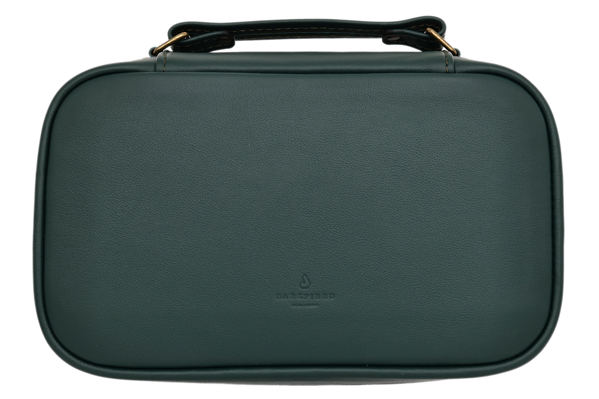 Stands & Pouches Dark Fired Leather 4-Pipe Bag Green