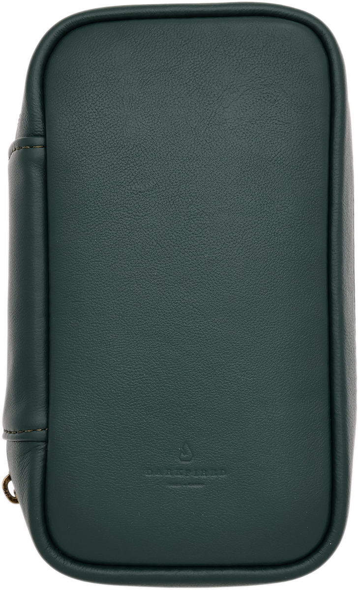 Stands & Pouches Dark Fired Leather 2-Pipe Bag Green