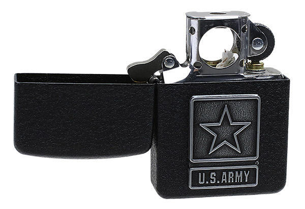 Lighters Zippo 1941 Replica U.S. Army Pewter Emblem Black Crackle Pipe Lighter