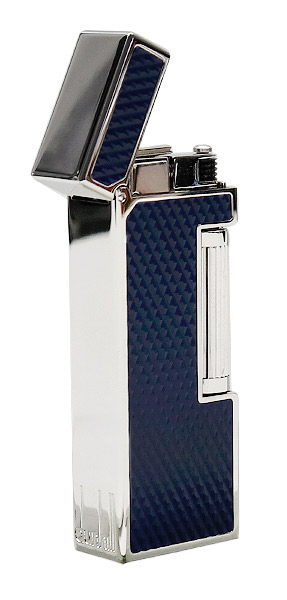 Lighters Dunhill Rollagas Diamond Pattern Blue Resin Palladium Plate