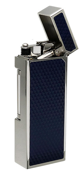 Lighters Dunhill Rollagas Diamond Pattern Blue Resin Palladium Plate