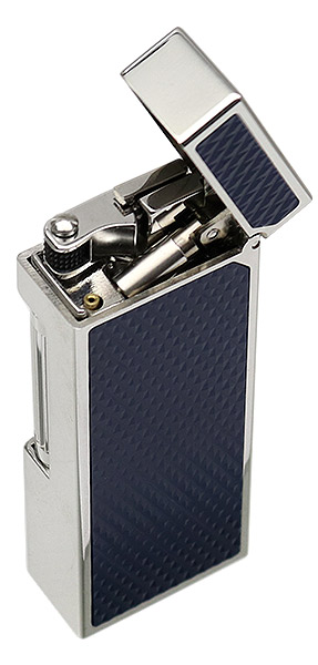 Lighters Dunhill Rollagas Diamond Pattern Blue Resin Palladium Plate