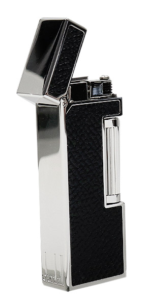 Lighters Dunhill Rollagas Bourdon Black Cowhide Palladium Plate