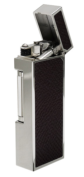 Lighters Dunhill Rollagas Bourdon Black Cowhide Palladium Plate