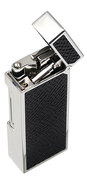 Lighters Dunhill Rollagas Bourdon Black Cowhide Palladium Plate