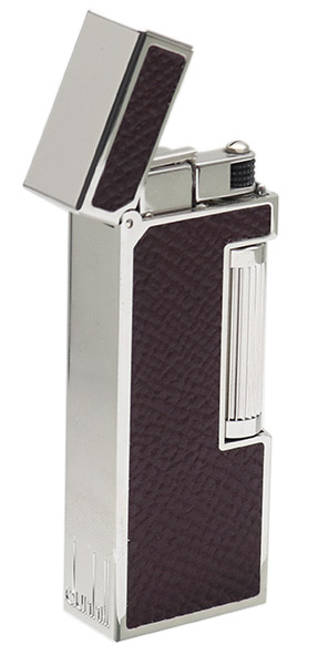 Lighters Dunhill Rollagas Bourdon Burgundy Cowhide Palladium Plate