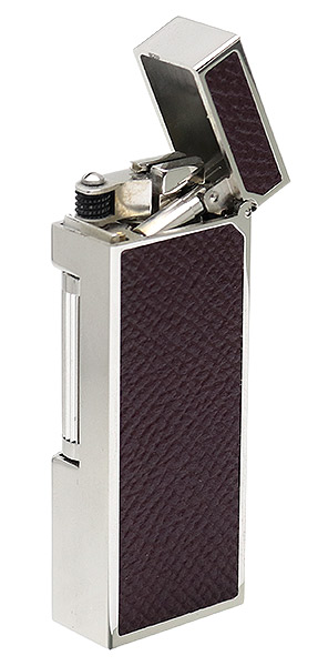 Lighters Dunhill Rollagas Bourdon Burgundy Cowhide Palladium Plate