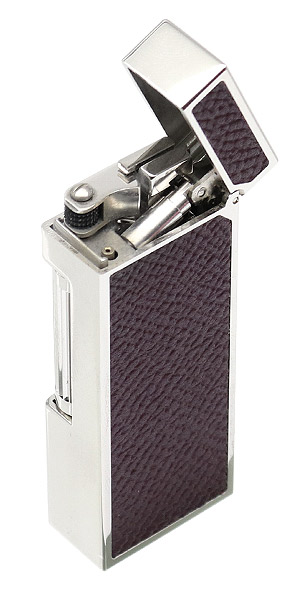 Lighters Dunhill Rollagas Bourdon Burgundy Cowhide Palladium Plate