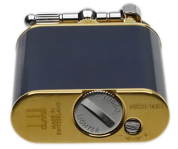Lighters Dunhill Cigar Lighter - Unique Turbo Navy Lacquer Palladium and Gold Plate