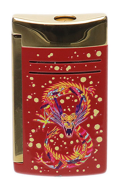 Lighters S.T. Dupont Lighter - Maxijet Dragon Burgundy/Gold