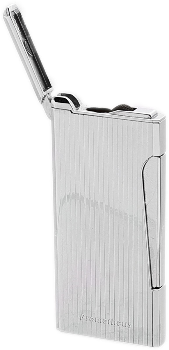 Lighters Prometheus Cigar Lighter - Retro Chrome Vertical Lines