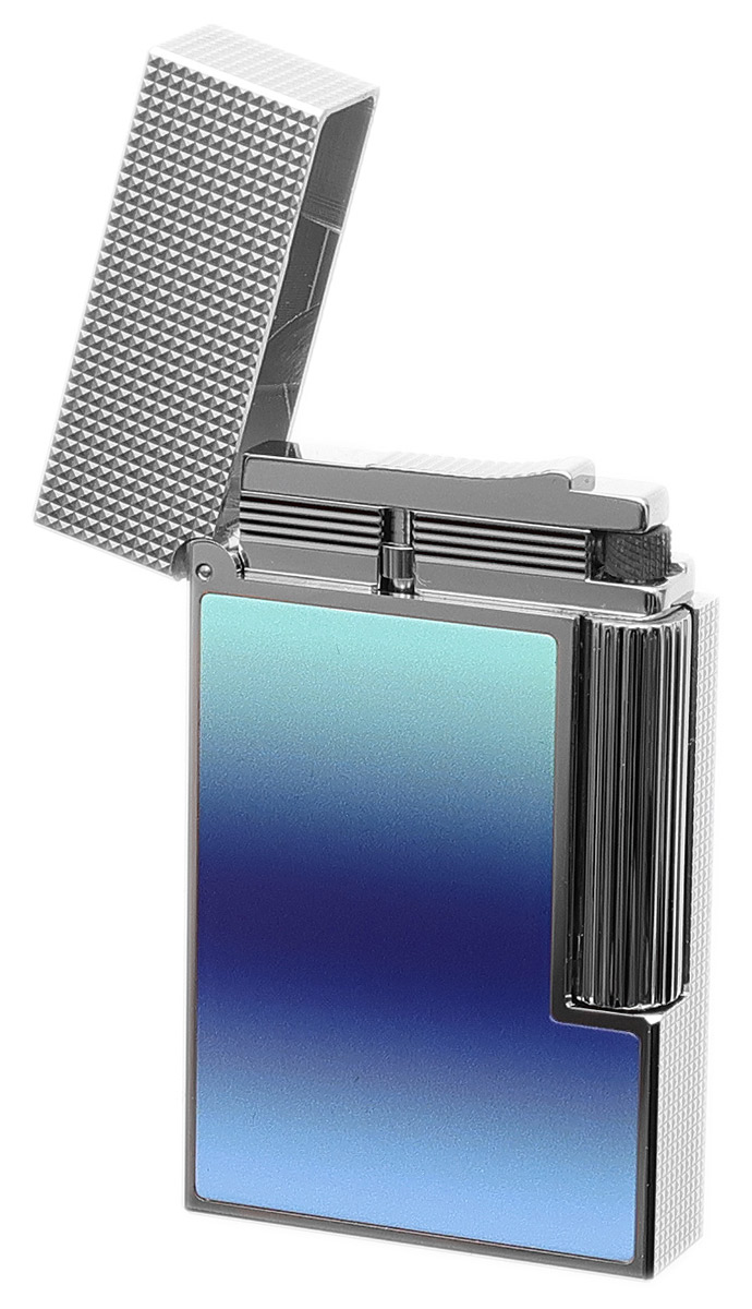 Lighters S.T. Dupont Lighter - Ligne 2 La Mer Blue Lacquer with Palladium Trim - US Exclusive