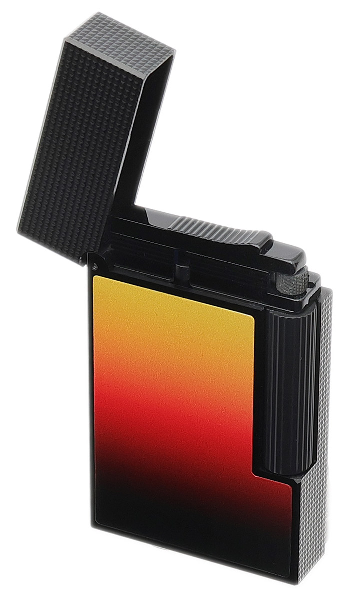 Lighters S.T. Dupont Lighter - Ligne 2 La Flamme Orange and Yellow Lacquer with Black Trim