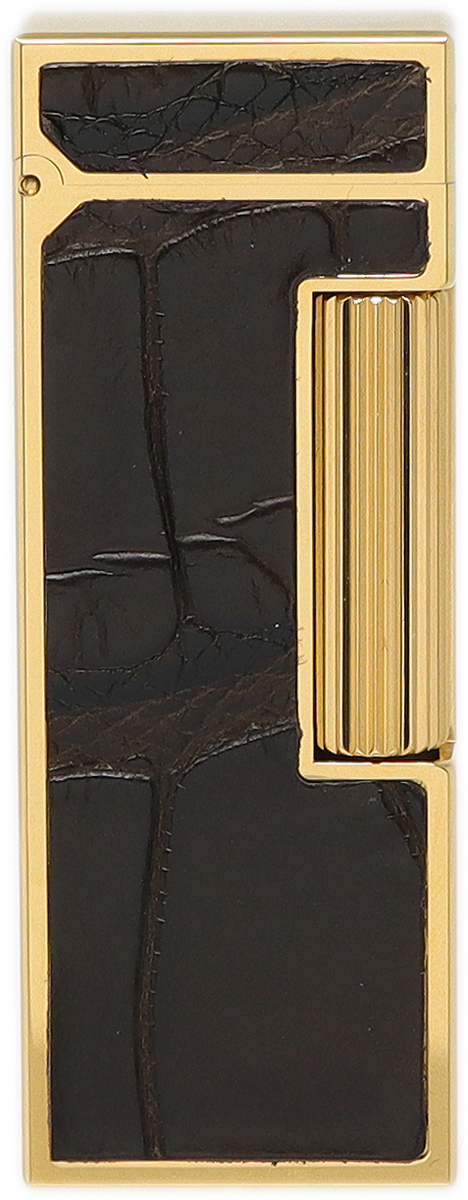 Lighters Dunhill Pipe Lighter - Rollagas Alligator Gold Plate Brown