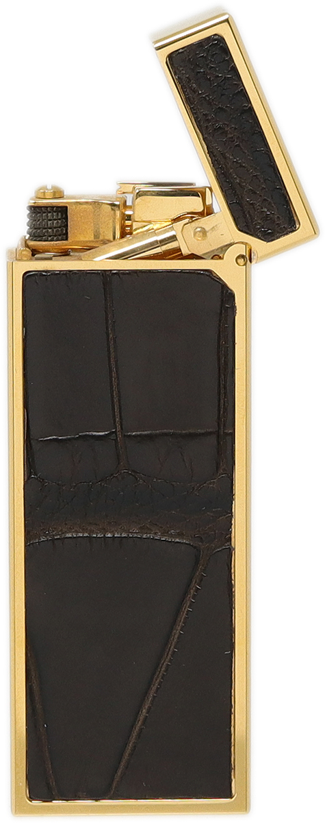 Lighters Dunhill Pipe Lighter - Rollagas Alligator Gold Plate Brown