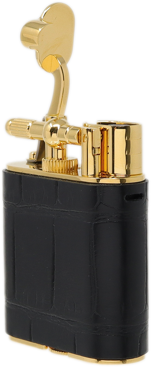 Lighters Dunhill Cigar Lighter - Unique Turbo Alligator Gold Plate Black