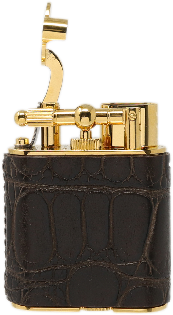 Lighters Dunhill Cigar Lighter - Unique Turbo Alligator Gold Plate Brown