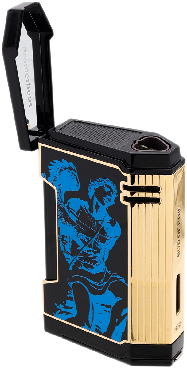 Lighters Prometheus Cigar Lighter - Magma T God of Fire (Blue on Black Lacquer)