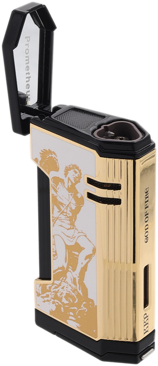 Lighters Prometheus Cigar Lighter - Magma X God of Fire(Gold on White Lacquer)