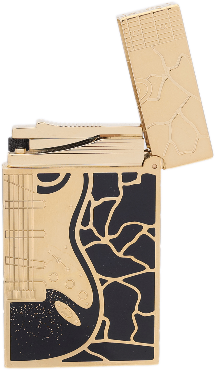 Lighters S.T. Dupont Lighter - Ligne 2 Cling Fender Black/Gold with Necklace