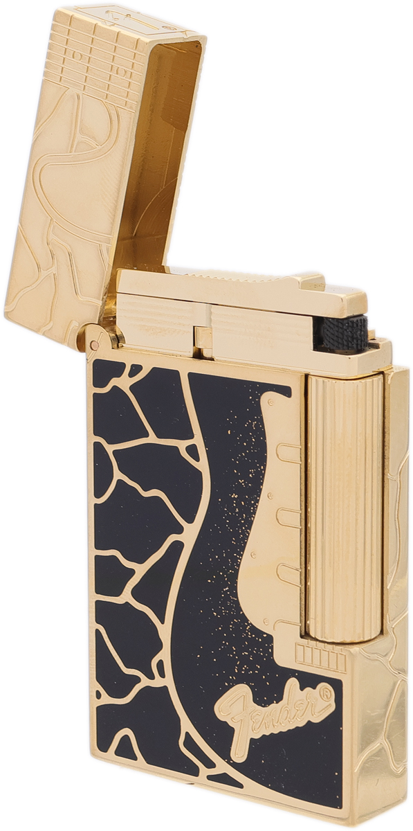 Lighters S.T. Dupont Lighter - Ligne 2 Cling Fender Black/Gold with Necklace