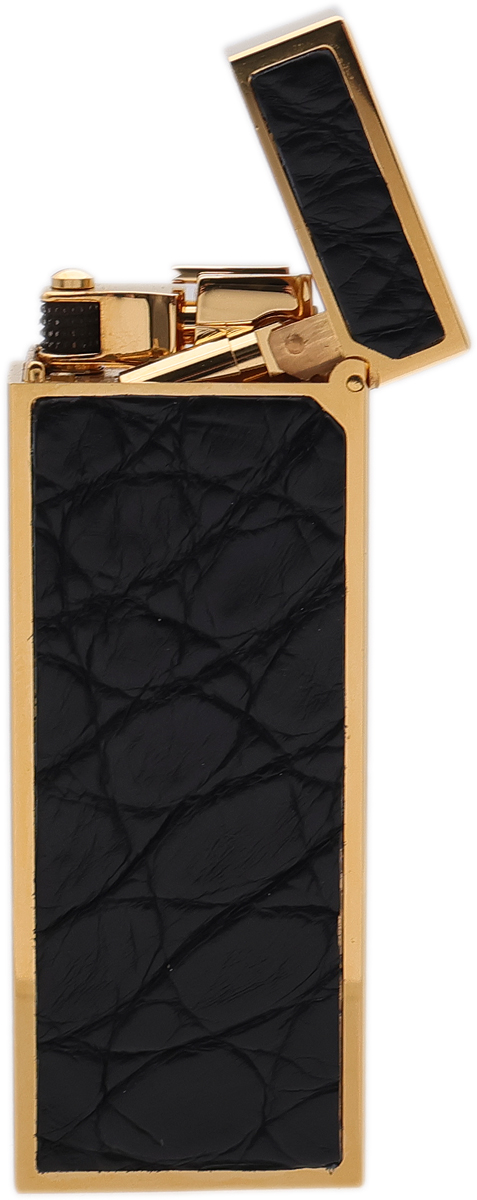 Lighters Dunhill Pipe Lighter - Rollagas Alligator Gold Plate Black