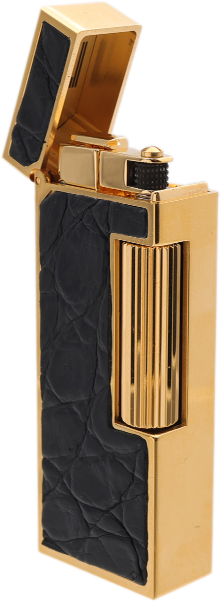 Lighters Dunhill Pipe Lighter - Rollagas Alligator Gold Plate Black